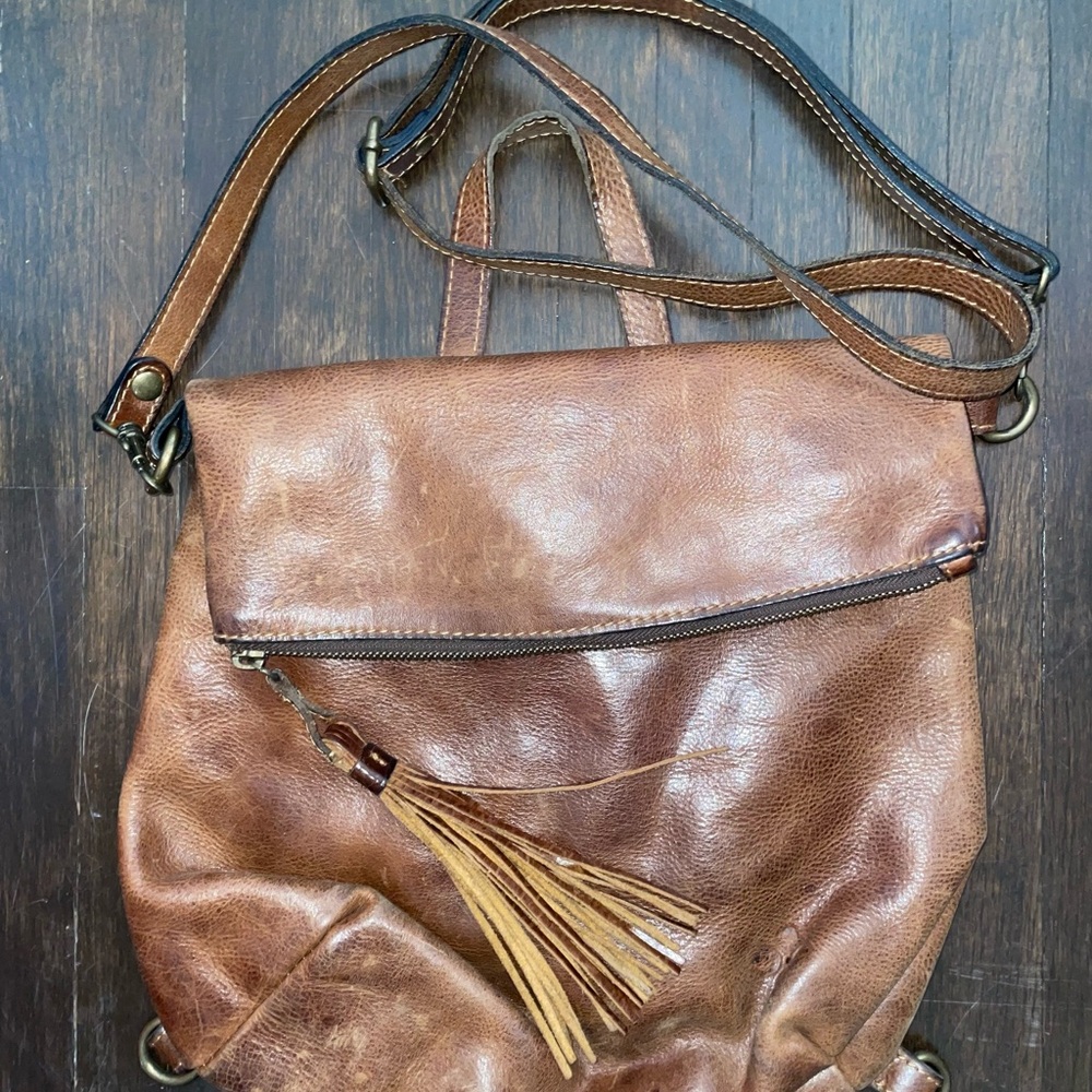 Patricia Nash Brown Leather Backpack with Tassel Detail
